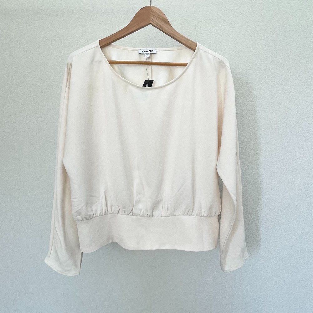 Express Cream Long Sleeve Blouse NWT